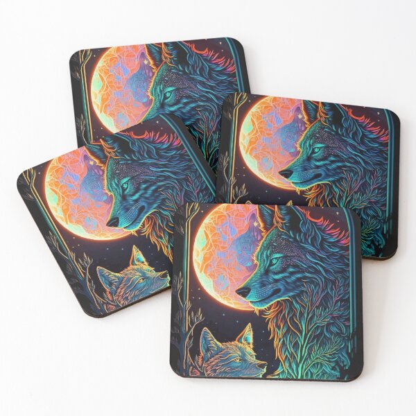 Item preview, Wolves and moon fantasy glowing tarot designed and sold by Visual-wallart.