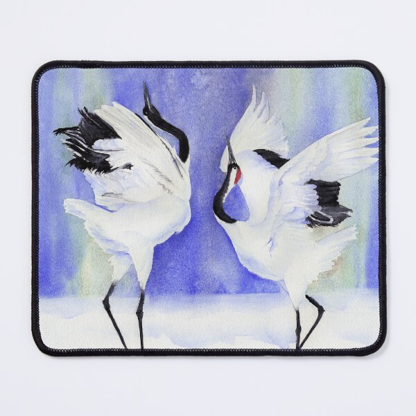 Item preview, Dancing japanese white cranes designed and sold by MaryWatercolor.