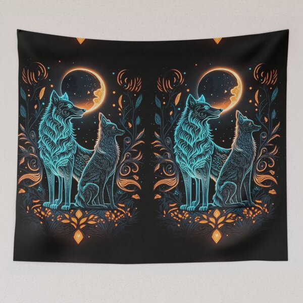 Item preview, Wolves trees and moon glowing tarot designed and sold by Visual-wallart.