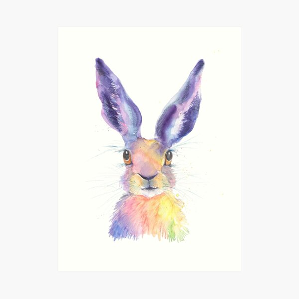 Rainbow Hare Art Print