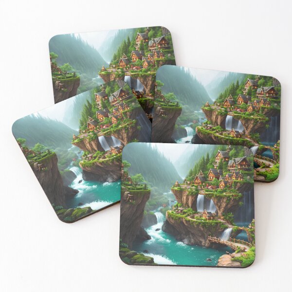 Item preview, Discover the Hidden Forest Village with River and Waterfall designed and sold by D3monic.