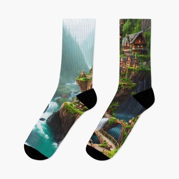 Item preview, Discover the Hidden Forest Village with River and Waterfall designed and sold by D3monic.