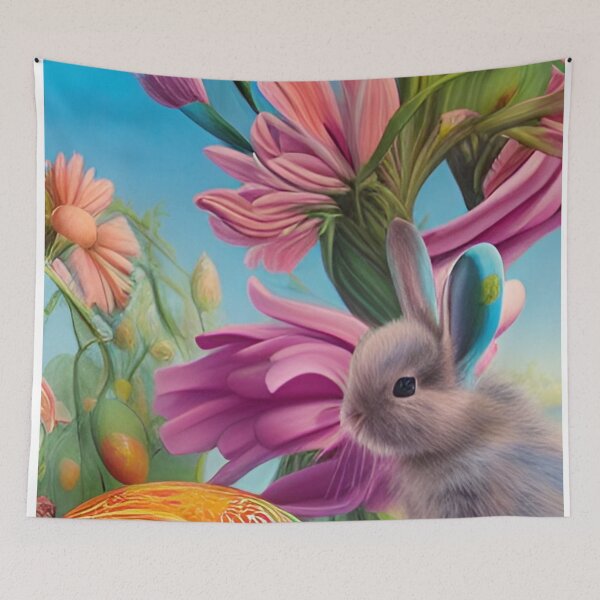 Item preview, Colorful Festive Easter Eggs Easter Bunny Spring Flowers Version 37 designed and sold by DreamingAwake1.