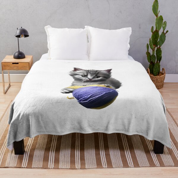 Item preview, Funny And Cute Cat With A Ball Of Violet Wool designed and sold by adamtepl.