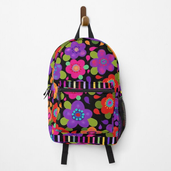 Item preview, Bright Boho Flowers on Black Background So Pretty! designed and sold by CheriesArt.