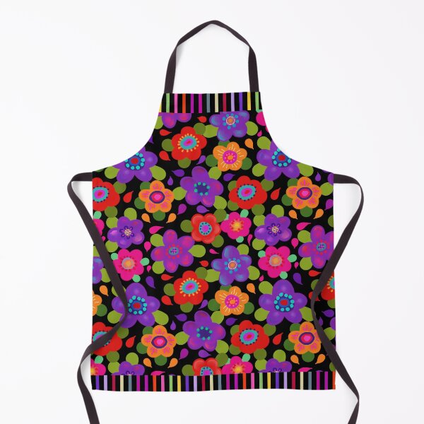Item preview, Bright Boho Flowers on Black Background So Pretty! designed and sold by CheriesArt.