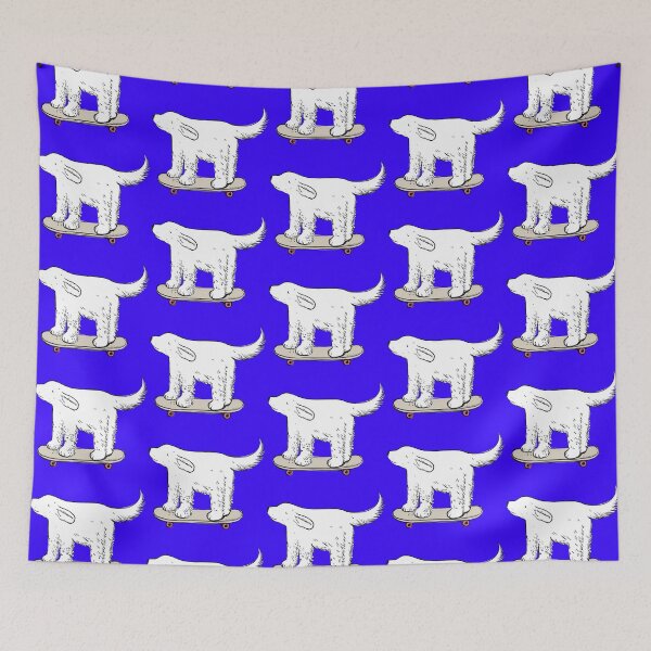 Item preview, Labrador white skater on electric blue designed and sold by Itsdomd.