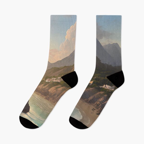 Item preview, Escape to a Small City by the Beach with a Mountain View designed and sold by D3monic.