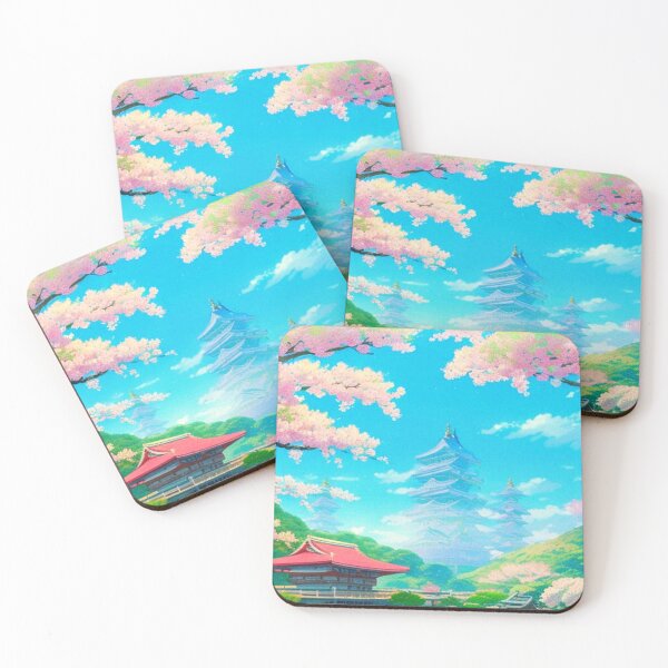 Item preview,  Japanese Temples with pink cherry trees Aesthetic designed and sold by hedoniism-shop.