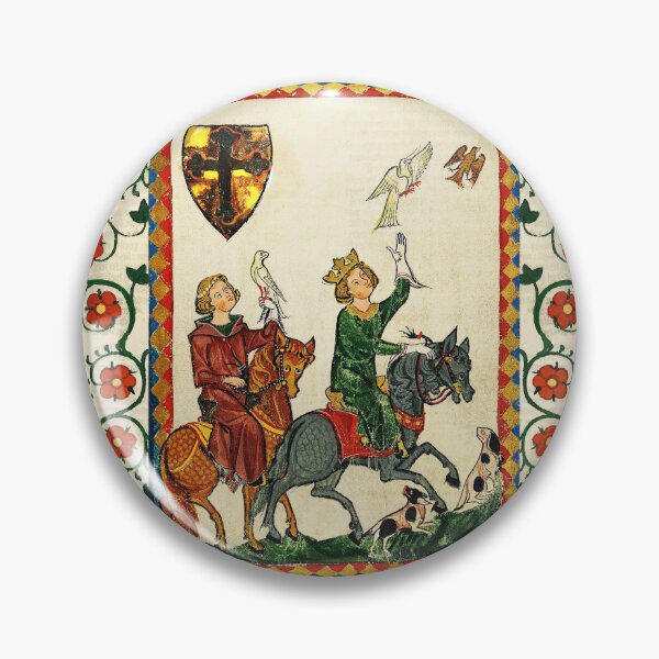 Item preview, KING KONRAD THE YOUNGER ON HORSEBACK WITH FALCONS,MEDIEVAL FALCONRY MINIATURE WITH WILD ROSES designed and sold by BulganLumini.