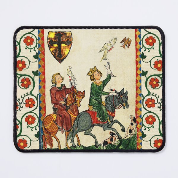 Item preview, KING KONRAD THE YOUNGER ON HORSEBACK WITH FALCONS,MEDIEVAL FALCONRY MINIATURE WITH WILD ROSES designed and sold by BulganLumini.