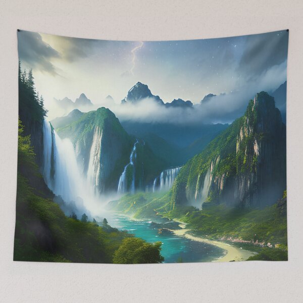 Item preview, Escape to the Majestic Mountains and Starry Skies: A Waterfall Wonderland designed and sold by D3monic.