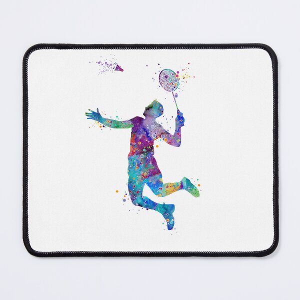 Artikelvorschau, Junge Badmintonspieler Aquarell Silhouette entworfen und verkauft von LotusGifts.