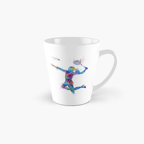 Vista previa del artículo con la obra «Silueta de acuarela de jugador de bádminton de niña», diseñado y vendido por LotusGifts.
