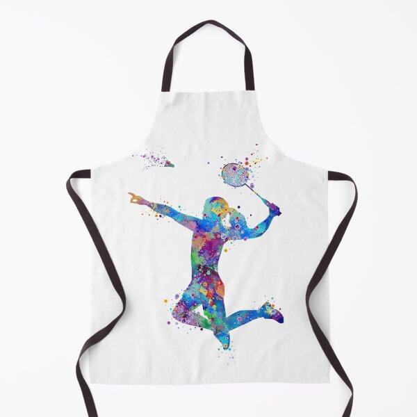 Item preview, Girl Badminton Player Watercolor Silhouette designed and sold by LotusGifts.