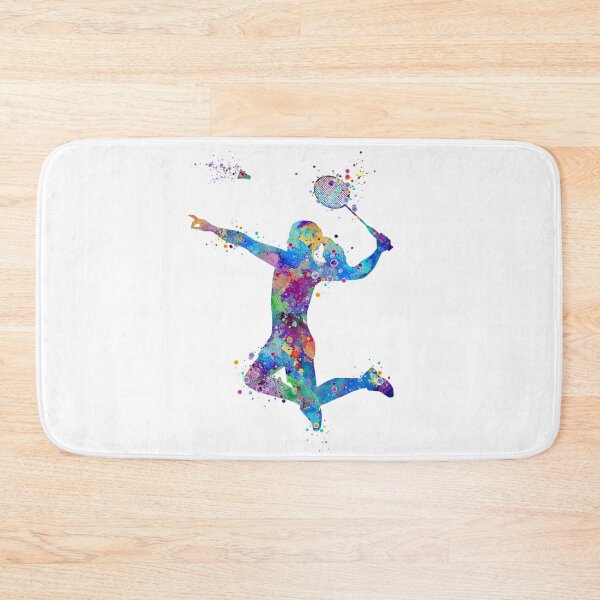 Item preview, Girl Badminton Player Watercolor Silhouette designed and sold by LotusGifts.