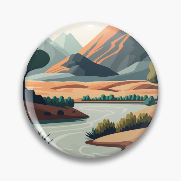Item preview, Landscape with mountains and river.  designed and sold by Streetsigns1957.
