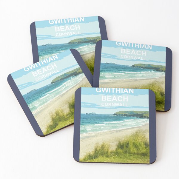 Item preview, Gwithian Cornwall. Hayle Godrevy. Cornish gift. Travel poster designed and sold by BarbaraGlebska.