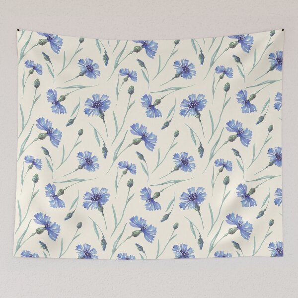 Item preview, Botanical Floral Seamless pattern- delicate cornflowers designed and sold by Red Witch Art.