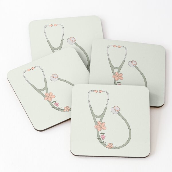 Item preview, Green stethoscope with flowers  designed and sold by Preslava Genova.