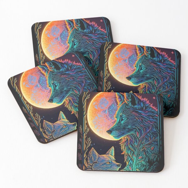 Item preview, Wolves and moon glowing tarot designed and sold by Visual-wallart.