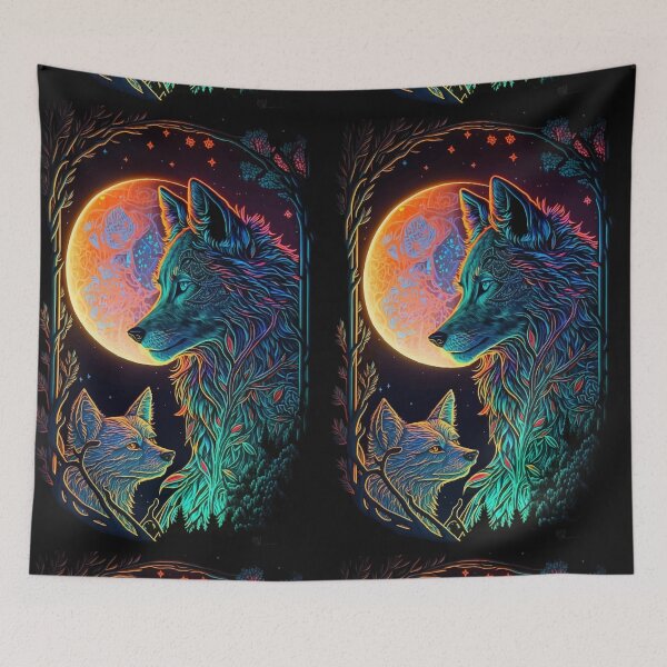 Item preview, Wolves and moon glowing tarot designed and sold by Visual-wallart.