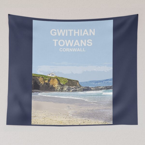 Item preview, Gwithian Cornwall. Hayle Godrevy. Cornish gift. Travel poster designed and sold by BarbaraGlebska.