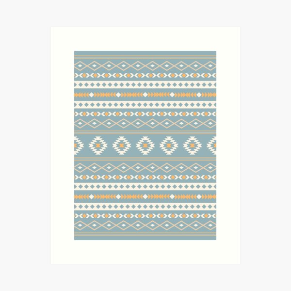 Aperçu de l'œuvre Motif Motifs Mixtes Crème Orange Bleu Aztèque créée et vendue par NataliePaskell.