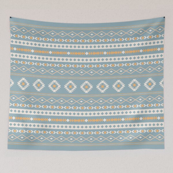 Item preview, Aztec Cream Orange Blue Mixed Motifs Pattern designed and sold by NataliePaskell.