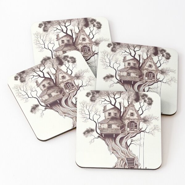 Item preview, Abstract outline treehouse sepia style colors designed and sold by RK - Shop.