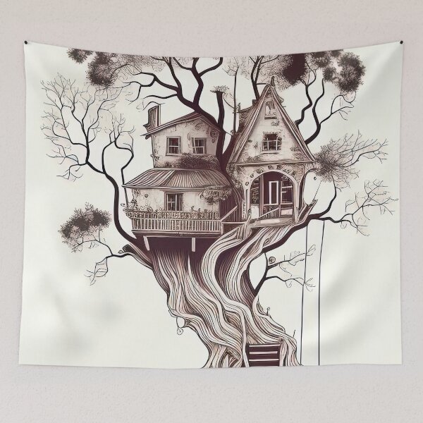 Item preview, Abstract outline treehouse sepia style colors designed and sold by RK - Shop.