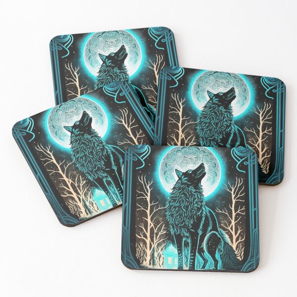 Item preview, Wolf howling at night glowing tarot designed and sold by Visual-wallart.