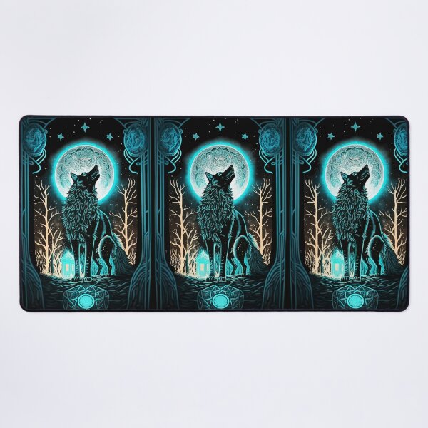 Item preview, Wolf howling at night glowing tarot designed and sold by Visual-wallart.