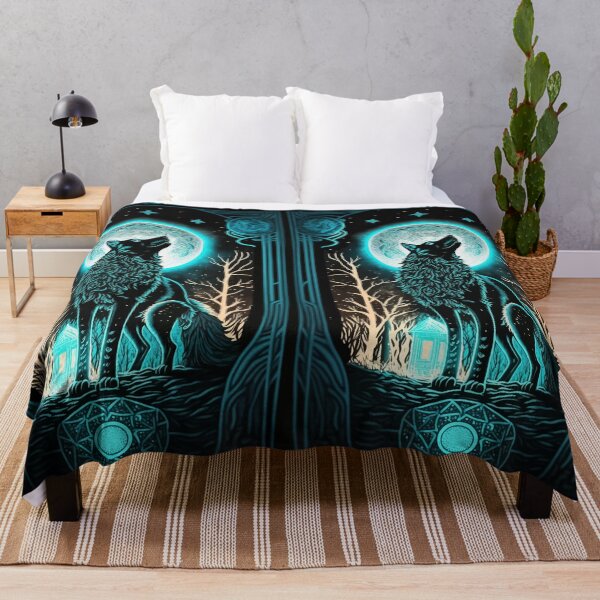 Item preview, Wolf howling at night glowing tarot designed and sold by Visual-wallart.