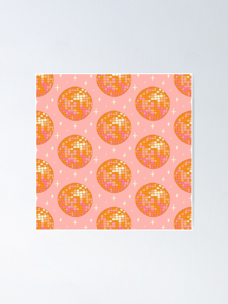 Disco Ball in Orange Pink' Poster, picture, metal print, paint by  DesignMindsBoutique
