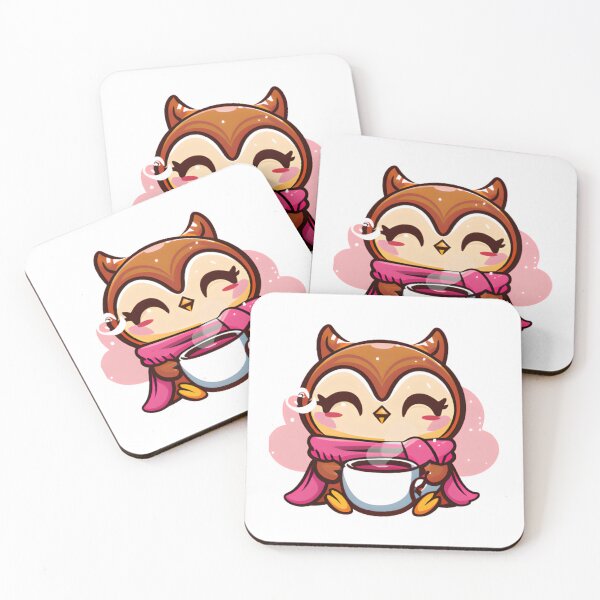 Item preview, chibi owl drinking hot chocolate designed and sold by KatisDesign.
