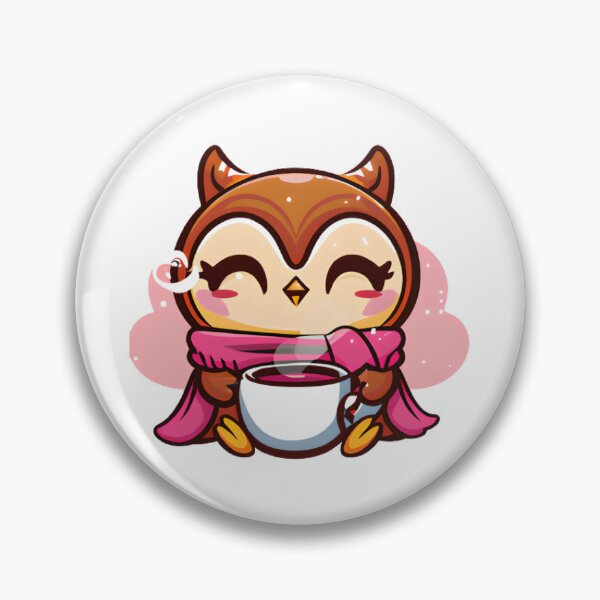 Item preview, chibi owl drinking hot chocolate designed and sold by KatisDesign.