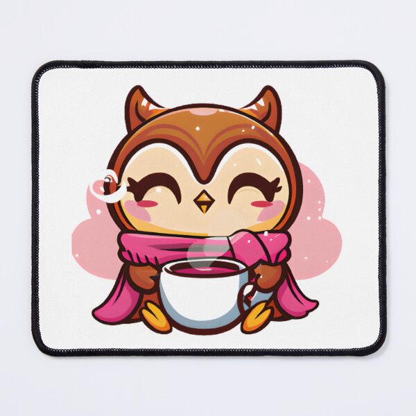 Item preview, chibi owl drinking hot chocolate designed and sold by KatisDesign.