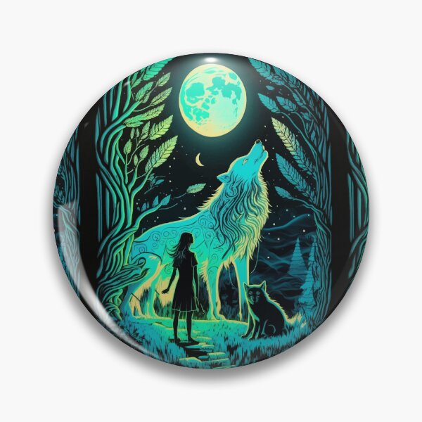 Item preview, Girl & Wolf howling in glowing night tarot designed and sold by Visual-wallart.