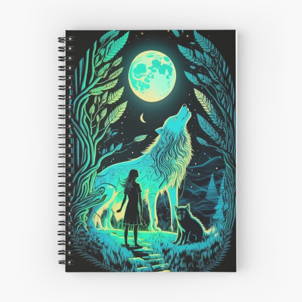 Item preview, Girl & Wolf howling in glowing night tarot designed and sold by Visual-wallart.