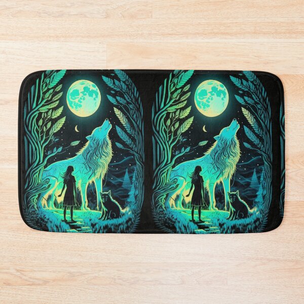 Item preview, Girl & Wolf howling in glowing night tarot designed and sold by Visual-wallart.
