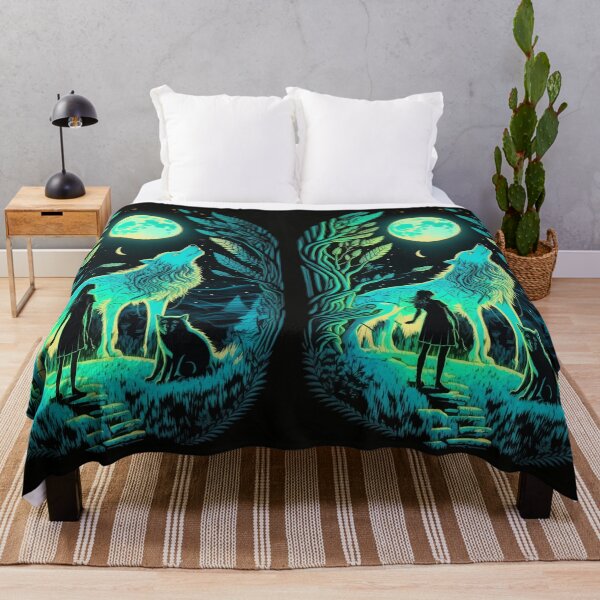 Item preview, Girl & Wolf howling in glowing night tarot designed and sold by Visual-wallart.