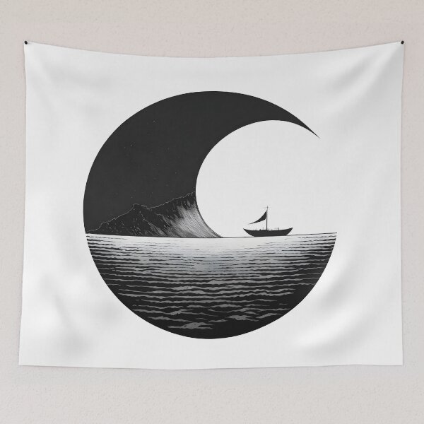 Item preview, Half moon shaped sailing scene designed and sold by LuPa Creative.