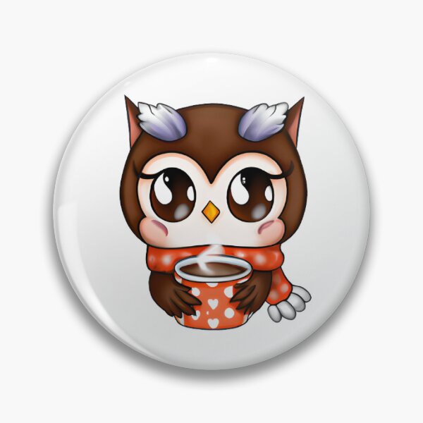 Item preview, chibi owl drinking hot chocolate designed and sold by KatisDesign.
