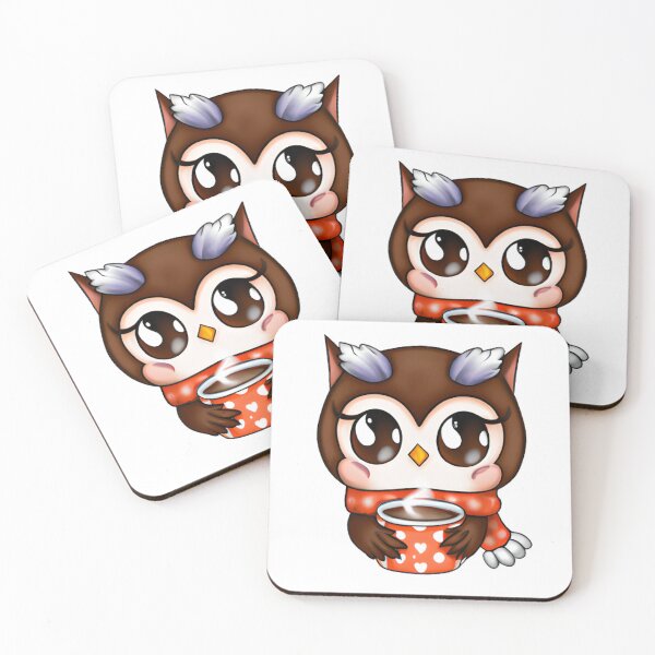 Item preview, chibi owl drinking hot chocolate designed and sold by KatisDesign.