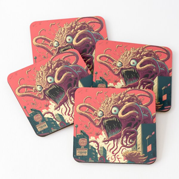 Item preview, Creepy Hungry Monster with Tentacles in the City - Retrofuturism Japanese Anime Retro 60s designed and sold by AIWanderer.