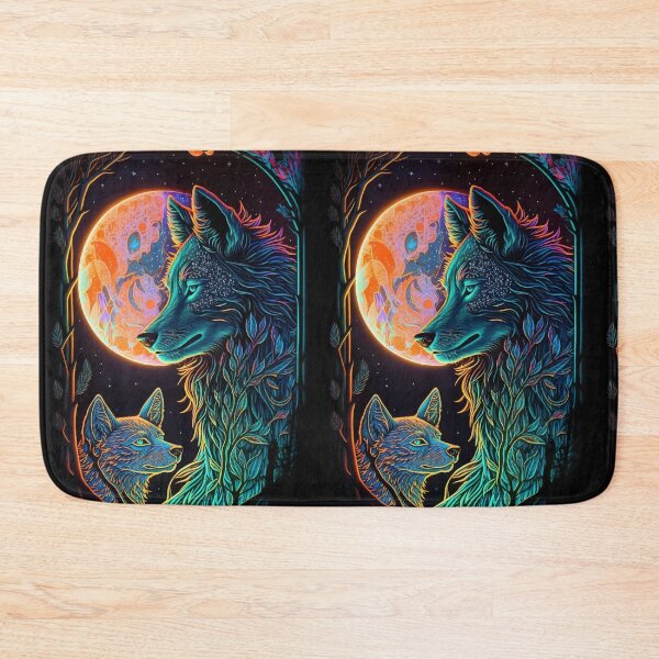 Item preview, Mother and kid wolf glowing night tarot designed and sold by Visual-wallart.