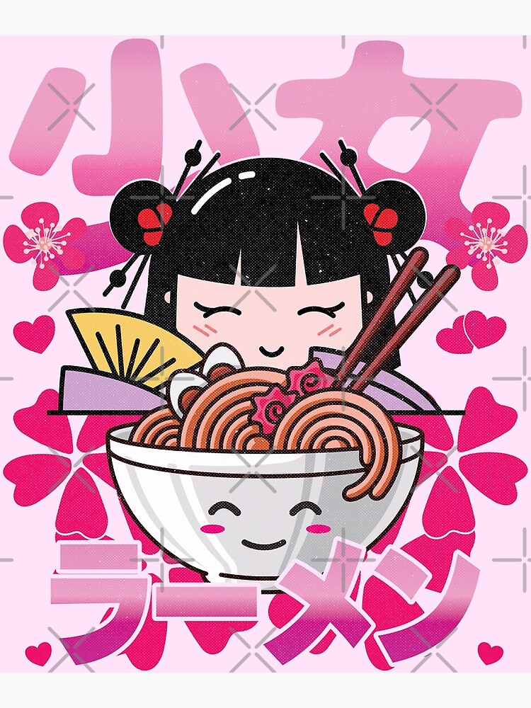 Disover I love ramen kawaii japanese girl Premium Matte Vertical Poster