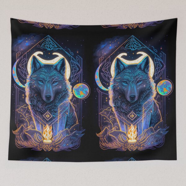 Item preview, Wolf and fire glowing night tarot designed and sold by Visual-wallart.