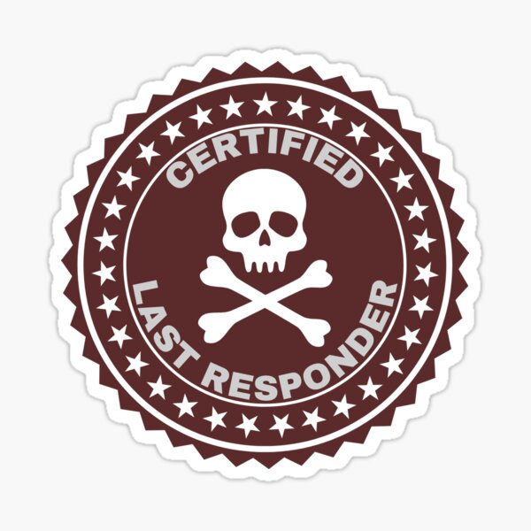Vista previa del artículo con la obra «Pegatina Última respuesta certificada», diseñado y vendido por SceneOfTheCrime.